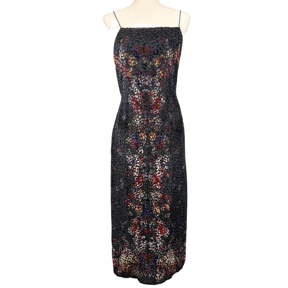 Kachel x Anthropologie Velvet Leopard Maxi Dress Multicolor Shimmer Size 8